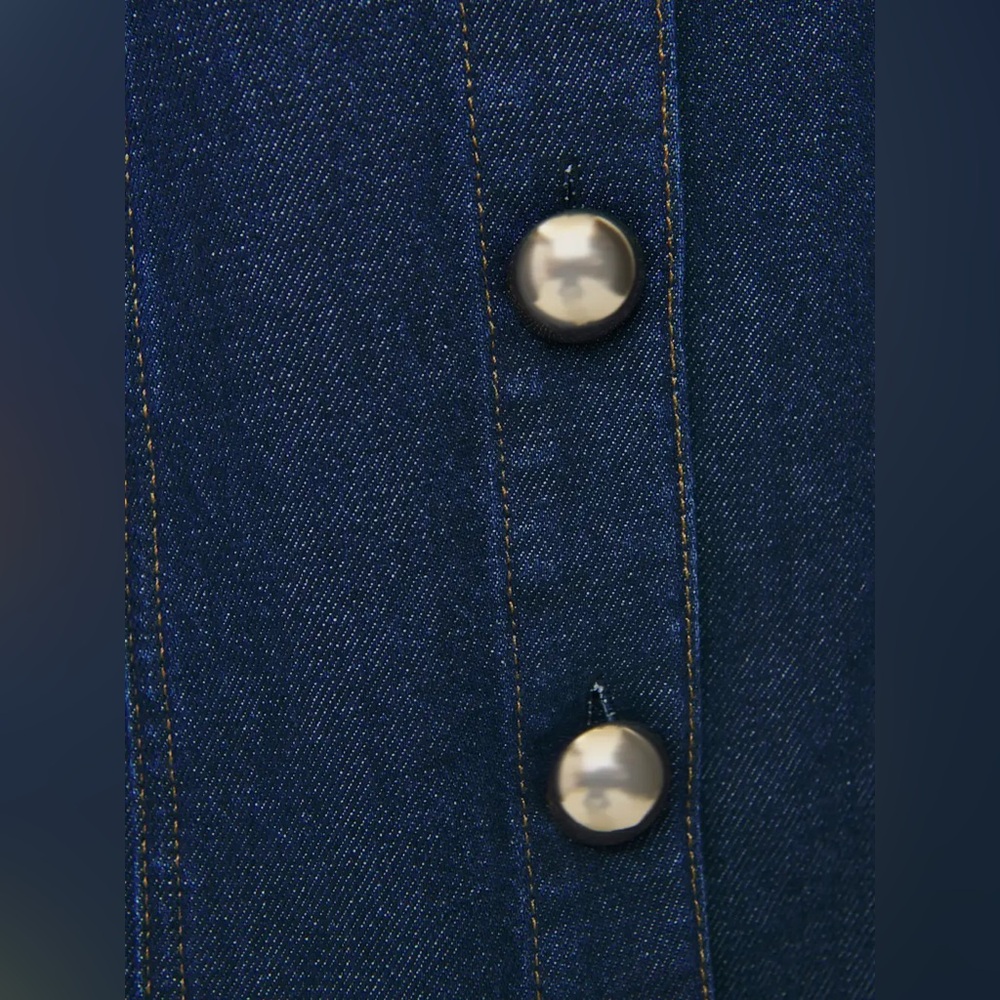 Reformation Roswell Prespa Blue Denim Button-Front Midi Dress. Size 0 - Picture 9 of 12